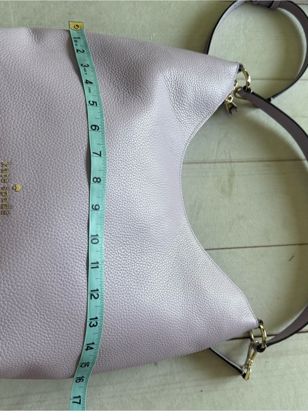 Kate Spade New York Pebbled Leather Hobo Shoulder Bag in Lilac Lavender BohoChic - Picture 12 of 13